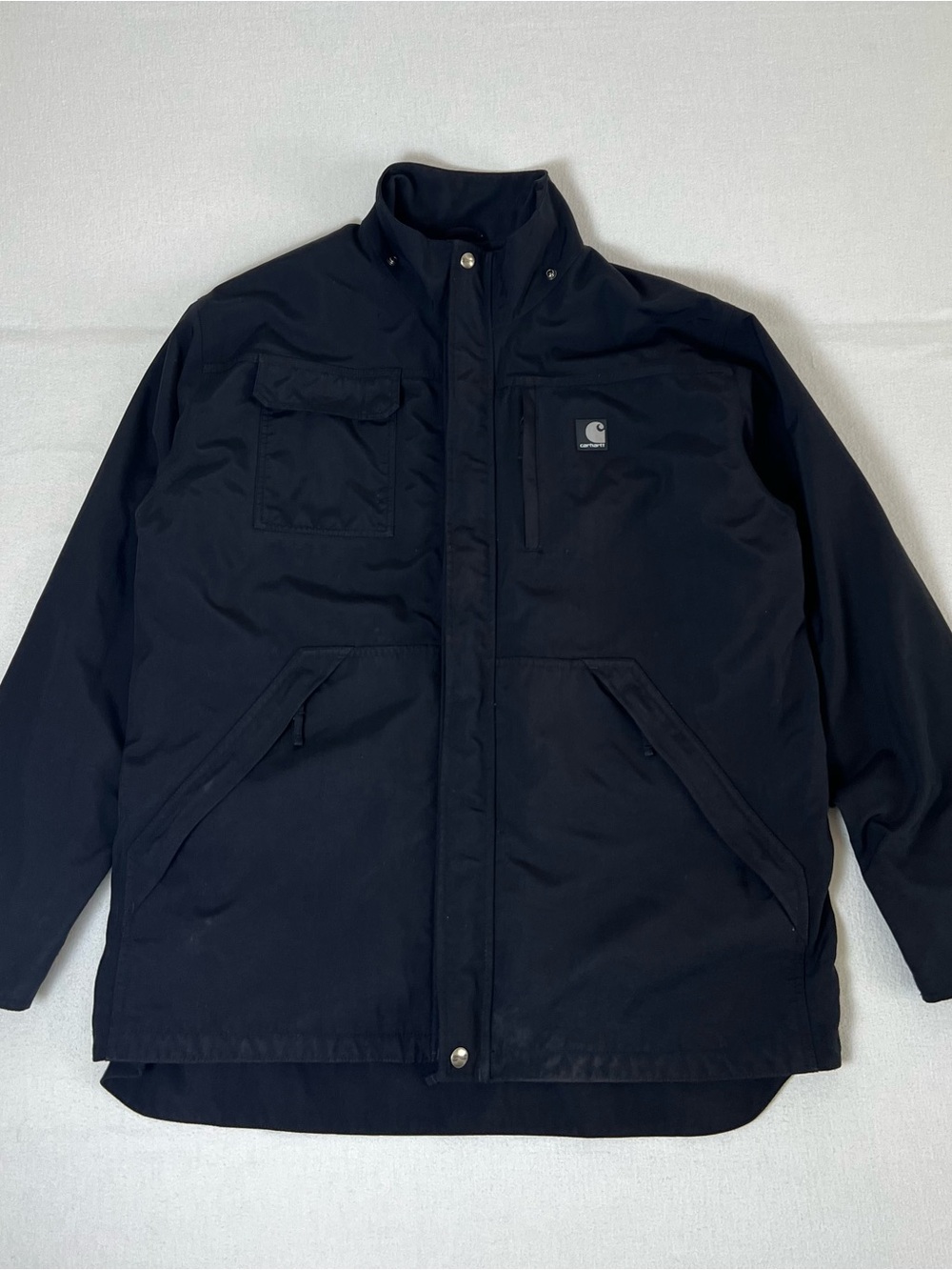 Carhartt C72 Black Size L Mesh Lined Shoreline Work Zip Coat Jacket Waterproof
